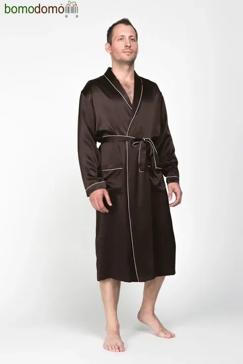 ШОКОЛАД PREMIUM XXL (52-54) Мужской шелковый халат, 100% Mulberry MRCHWIL2002XL-p