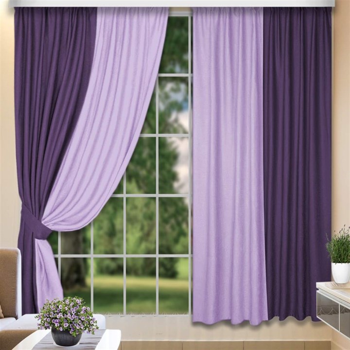 Комбинированные шторы Софт-Дуэт сиреневый/фиолетовый - фото 104431