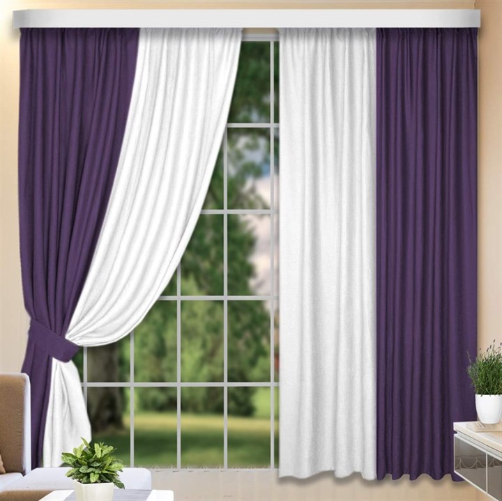 Комбинированные шторы Софт-Дуэт фиолетовый/белый - фото 104433