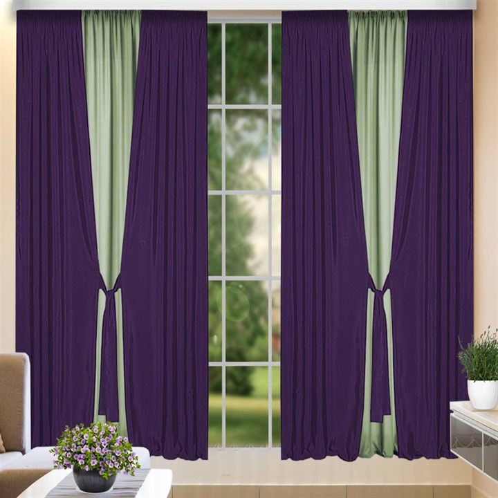 Комбинированные шторы Гамма, фиолетовый/фисташковый - фото 114294