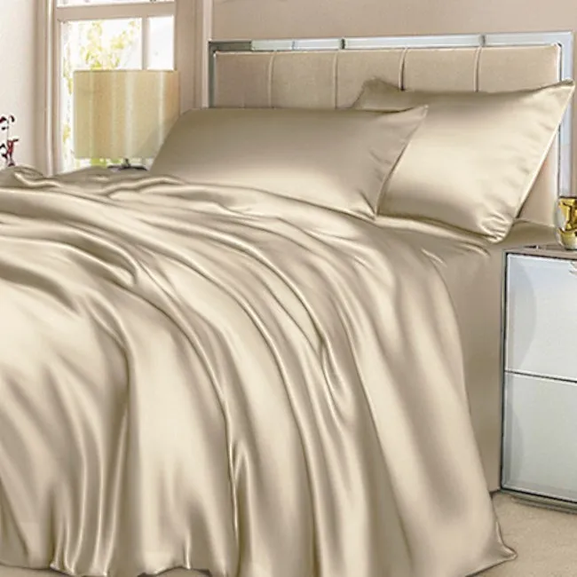 BEIGE LIGHT / СВЕТЛЫЙ БЕЖ Евро c простыней на резинке: Шелковое постельное белье, 100% Mulberry 0110EFS
