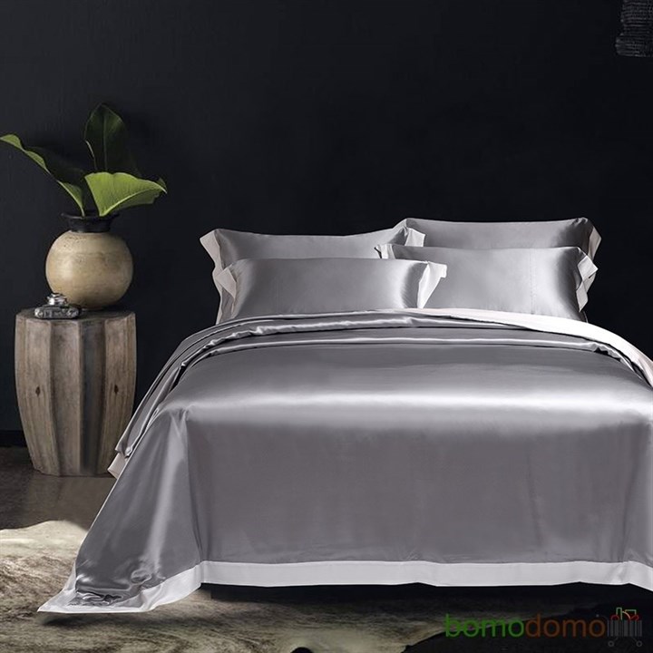 PLAZA GREY Евромакси: Шелковое постельное белье, 100% Mulberry