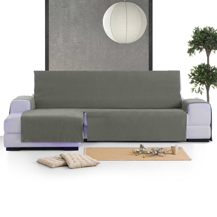 ISLANDIYA AQUASTOP 220 см Непромокаемая накидка на угловой диван c оттоманкой слева, цвет: серый - фото 152489