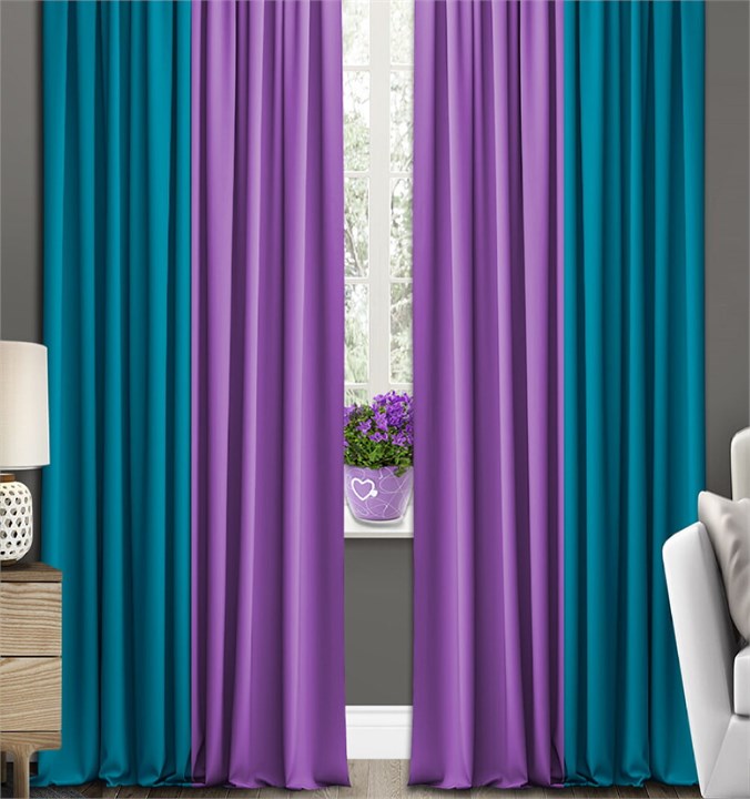 Готовые шторы Габриэль Дуэт (выс.300) бирюза/сирень 74016 - фото 195190