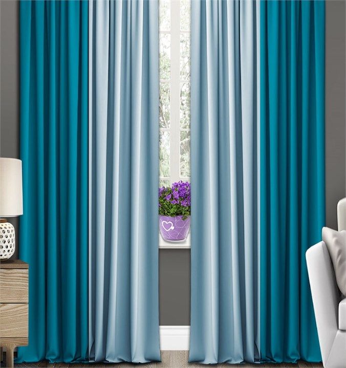 Готовые шторы Габриэль Дуэт (выс.300) бирюзовые/голубые 74017 - фото 195206