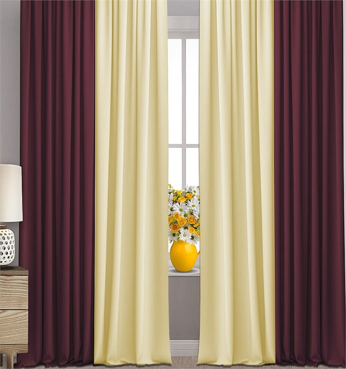 Готовые шторы Габриэль Дуэт (выс.300) бордо/сливки 74014 - фото 195223