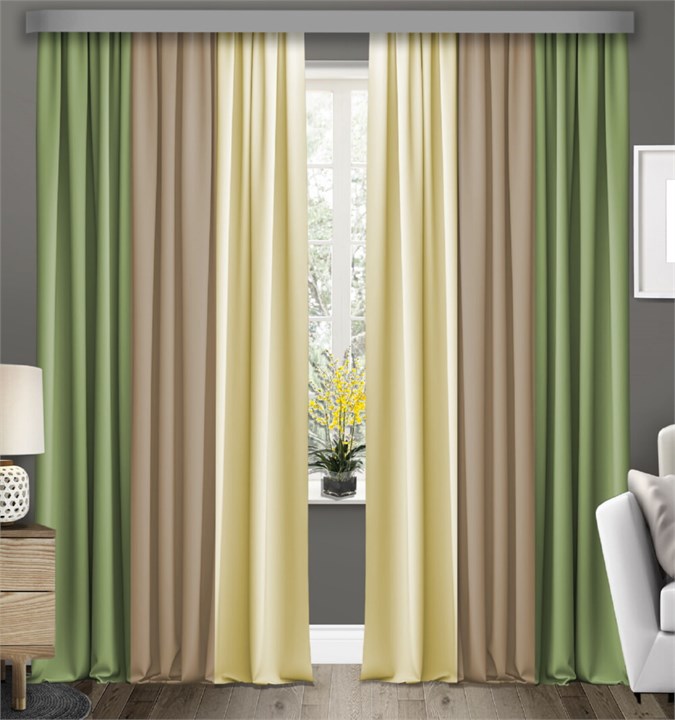 Готовые шторы Габриэль Трио (выс.280) фисташка/беж/сливки 75001 - фото 195254