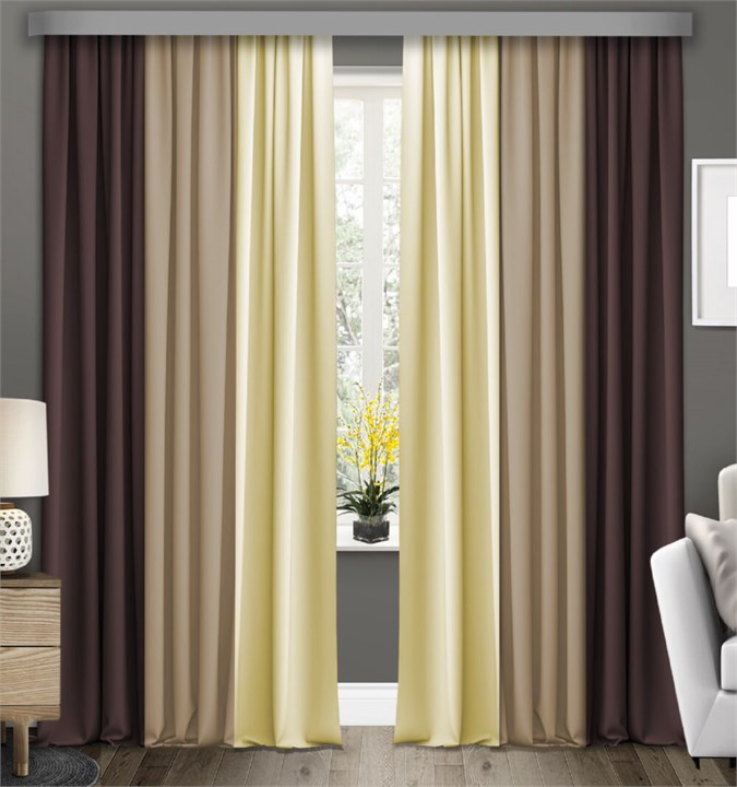 Готовые шторы Габриэль Трио (выс.280) венге/беж/сливки 75001* - фото 195264