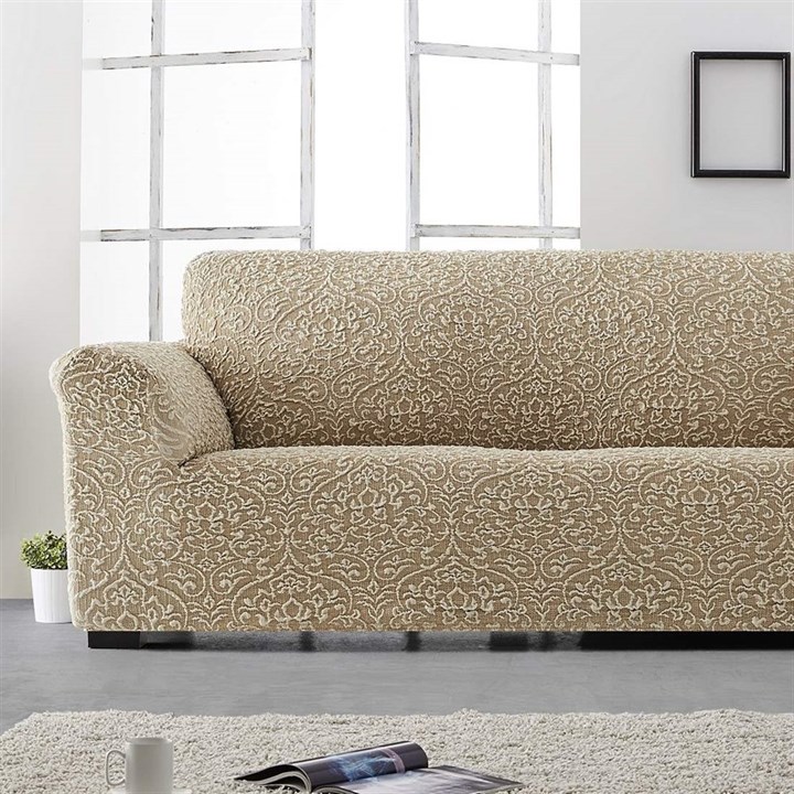 ЛЮКС-2 БЕЖ Чехол на классический угловой диван от 280 до 480 см универсальный - фото 43374