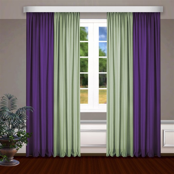 Комбинированные шторы Габриэль, фиолет/фисташковый - фото 99397