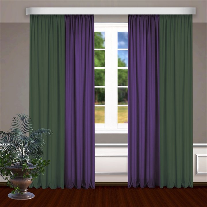 Комбинированные шторы Габриэль, зеленый/фиолетовый - фото 99416