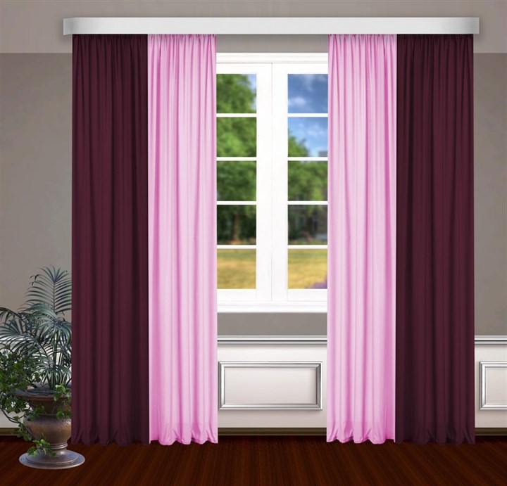 Комбинированные шторы Габриэль, бордовый/розовый - фото 99435