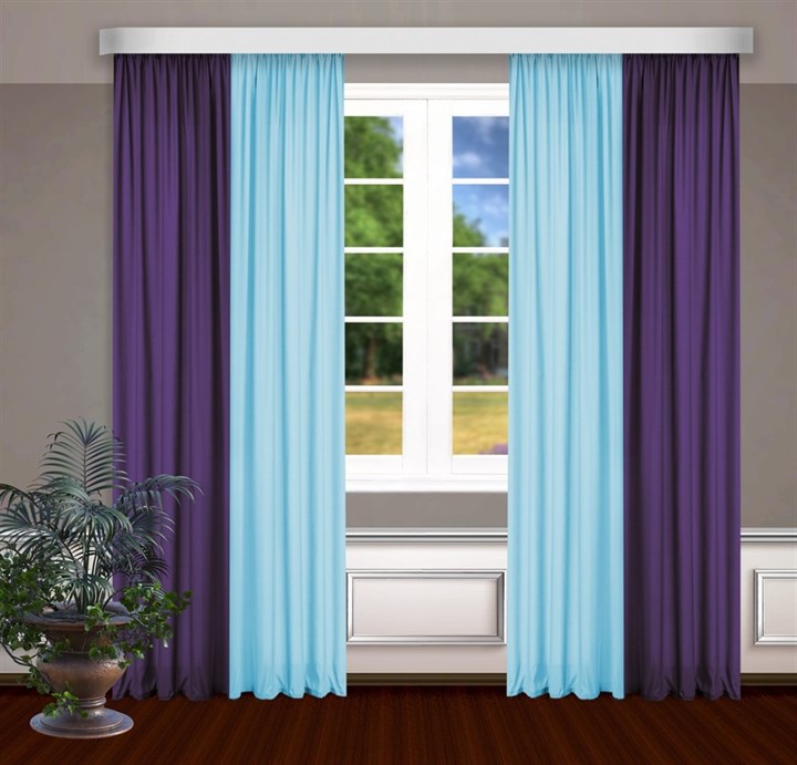 Комбинированные шторы Габриэль, голубой/фиолетовый - фото 99443