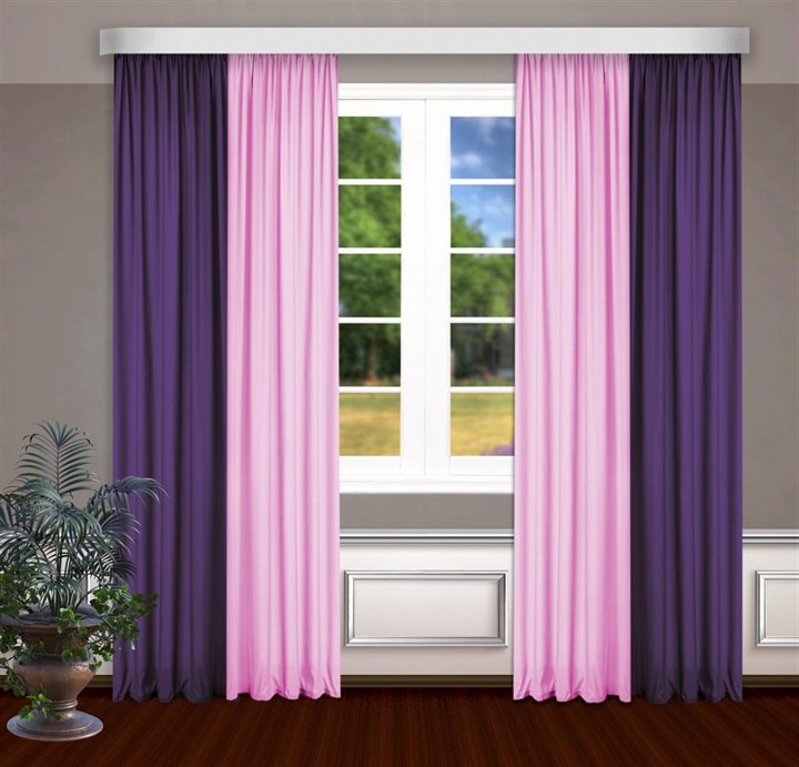 Комбинированные шторы Габриэль, розовый/фиолетовый - фото 99445