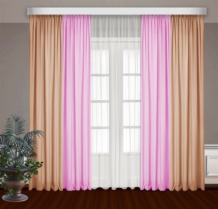 Комбинированные шторы Габриэль с тюлем, розовый/персиковый - фото 99460