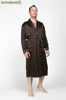 ШОКОЛАД PREMIUM XL (50-52) Мужской шелковый халат, 100% Mulberry MRCHWIL200XL-p
