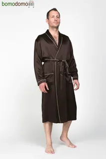 ШОКОЛАД PREMIUM XXL (52-54) Мужской шелковый халат, 100% Mulberry MRCHWIL2002XL-p