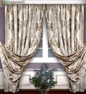 Готовые шторы Блэкаут-жаккард Корона Беж/золото 180х270, 2 шт. 50008