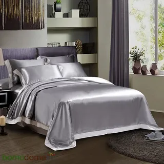 PLAZA GREY / ПЛАЗА СЕРЫЙ Евромакси: Шелковое постельное белье, 100% Mulberry 0713EM