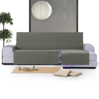 ISLANDIYA AQUASTOP Непромокаемая накидка  на угловой диван (220 см) c оттоманкой справа, цвет: серый