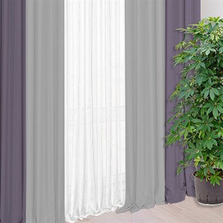 Готовые шторы Кармен Дуэт (выс.300) серый/фиолетовый