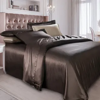 SILK COTTON ШОКОЛАД Шелковое постельное белье семейное MS1002 F
