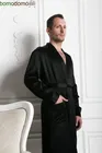BLACK PREMIUM / ЧЕРНЫЙ ПРЕМИУМ XXXXXL (58-60) Мужской шелковый халат, 100% Mulberry MRBL2005XL