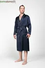 БРИЛЛИАНТ ТЕМНО-СИНИЙ ПРЕМИУМ XXXXXL (58-60) Мужской шелковый халат, 100% Mulberry MRNAVYB2005XL