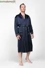 БРИЛЛИАНТ ТЕМНО-СИНИЙ ПРЕМИУМ XXXXXL (58-60) Мужской шелковый халат, 100% Mulberry MRNAVYB2005XL