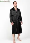 BLACK PREMIUM / ЧЕРНЫЙ ПРЕМИУМ PREMIUM XXXXL (56-58) Мужской шелковый халат, 100% Mulberry MRBL2004XL-p