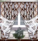 Готовые шторы Блэкаут-жаккард Корона шоколад/беж 180х270, 2 шт. 50011