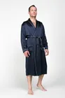 БРИЛЛИАНТ ТЕМНО-СИНИЙ ПРЕМИУМ XL (50-52) Мужской шелковый халат, 100% Mulberry MRNAVYB200XL