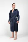 БРИЛЛИАНТ ТЕМНО-СИНИЙ ПРЕМИУМ XL (50-52) Мужской шелковый халат, 100% Mulberry MRNAVYB200XL